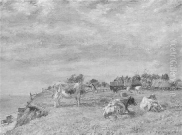 Kustenlandschaft Mit Kuhen Oil Painting by Mark Fisher