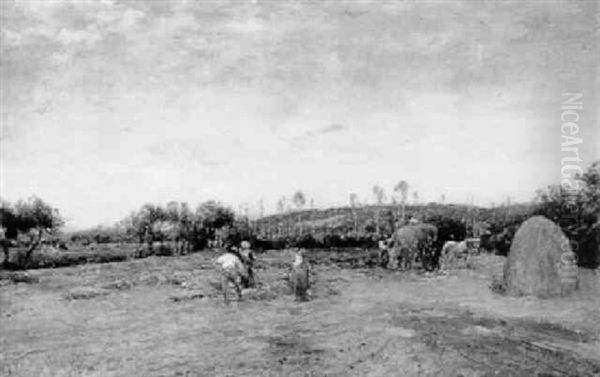 Haymaking Oil Painting by Mark Fisher