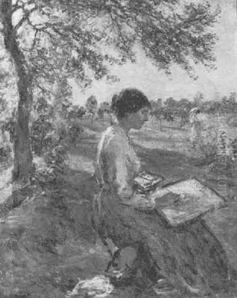 At Hatfield Heath: The Artist's Daughter Oil Painting by Mark Fisher