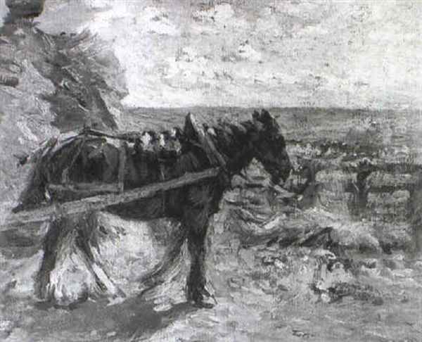 A Cart Pulling A Hay Rick Oil Painting by Mark Fisher