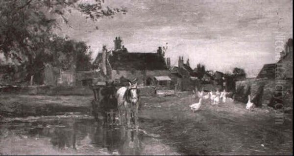 The Village Pond Oil Painting by Mark Fisher