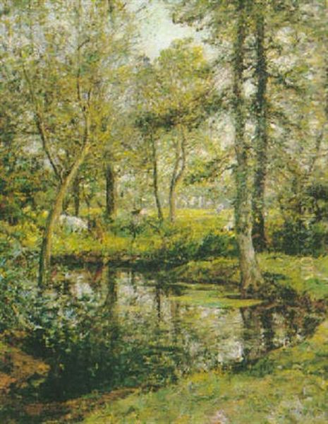 Cattle By A Pond Oil Painting by Mark Fisher