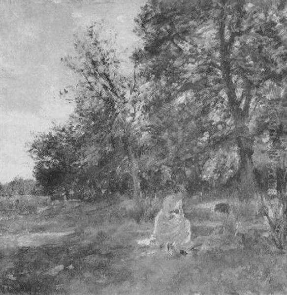 Girls In A Sunny Meadow Oil Painting by Mark Fisher