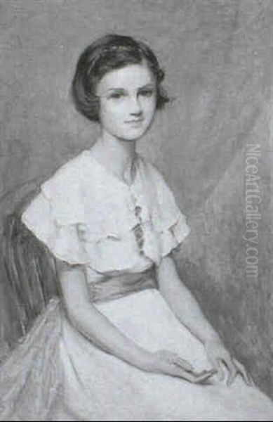 Portrait Of Young Girl In A Pink Sash Oil Painting by Percy Harland Fisher