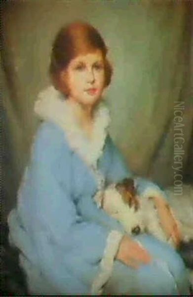 Her Favourite Pet Oil Painting by Percy Harland Fisher