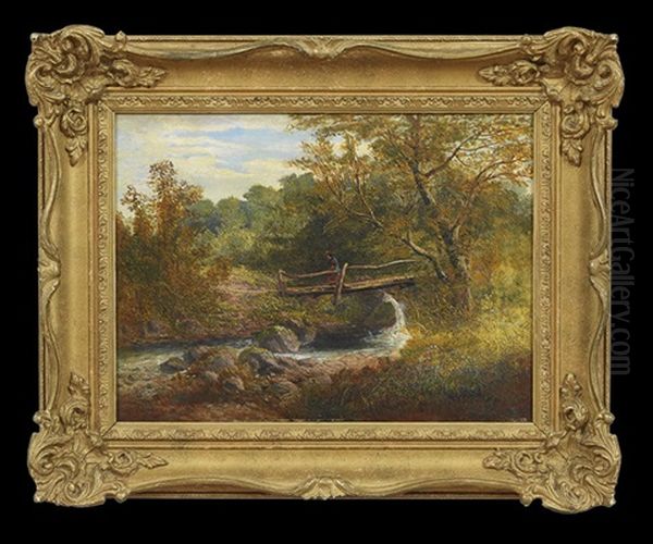 The Old Bridge Near Birmingham Oil Painting by John Fitz Marshall