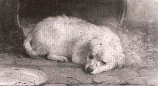 A Sleeping Puppy Oil Painting by John Fitz Marshall