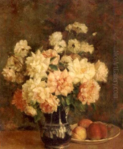 Still Life With Roses Oil Painting by Pierre Felix Masseau Fix-Masseau