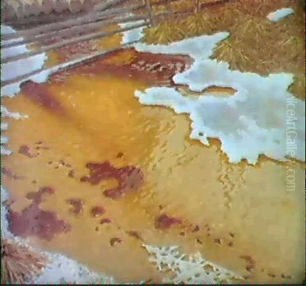 Varvinterlandskap Med Back Oil Painting by Gustaf Fjaestad