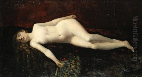 Odalisque Nue Oil Painting by Frederic, Comte Flacheron