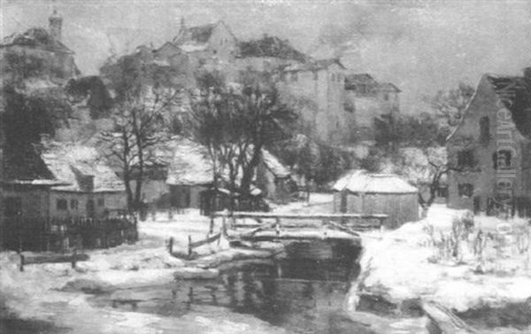 Dachau Im Winter Oil Painting by Georg Flad