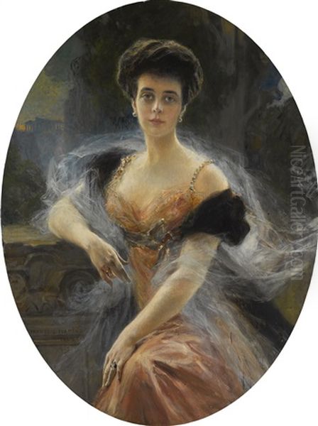 Portrait Of Grand Duchess Elena Vladimirovna Of Russia Oil Painting by Francois Flameng