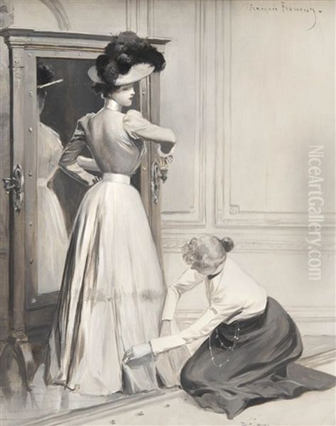 Chez La Modiste Oil Painting by Francois Flameng