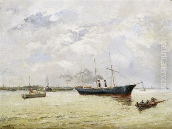 Marine Oil Painting by Marie Auguste Flameng