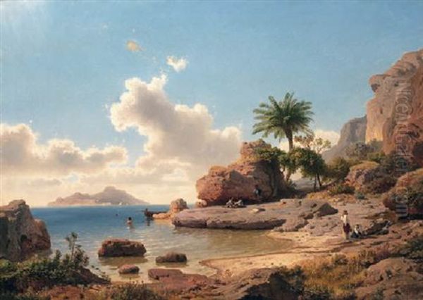 Ansicht Von Capri Oil Painting by Albert Flamm