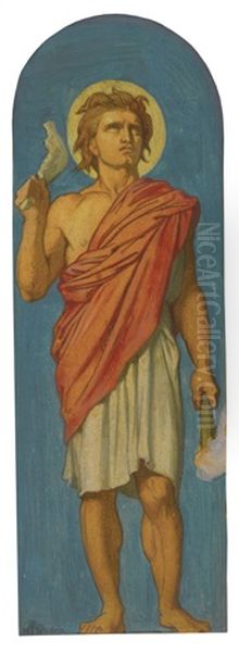 Samson, Study For The Decoration Of The Nave Of Saint-germain-des-pres, Paris Oil Painting by Hippolyte Flandrin