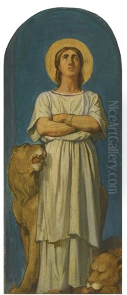 Daniel, Study For The Decoration Of The Nave Of Saint-germain-des-pres, Paris Oil Painting by Hippolyte Flandrin