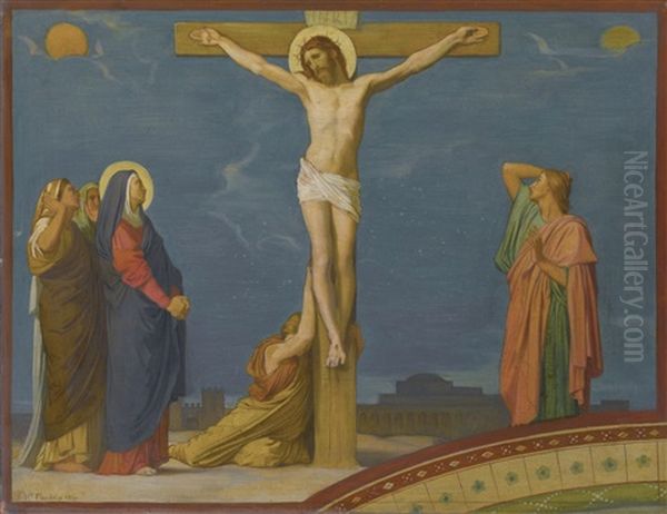 La Mort De Jesus-christ Sur Le Calvaire, Study For The Decoration Of The Nave Of Saint-germain-des-pres, Paris Oil Painting by Hippolyte Flandrin