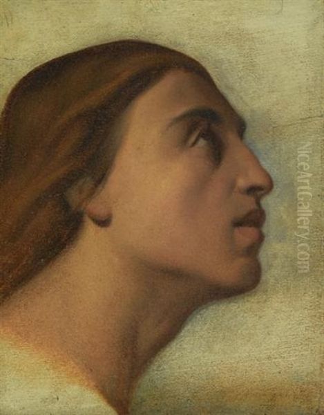 The Head Of Saint John The Evangelist In Profile (study) Oil Painting by Hippolyte Flandrin
