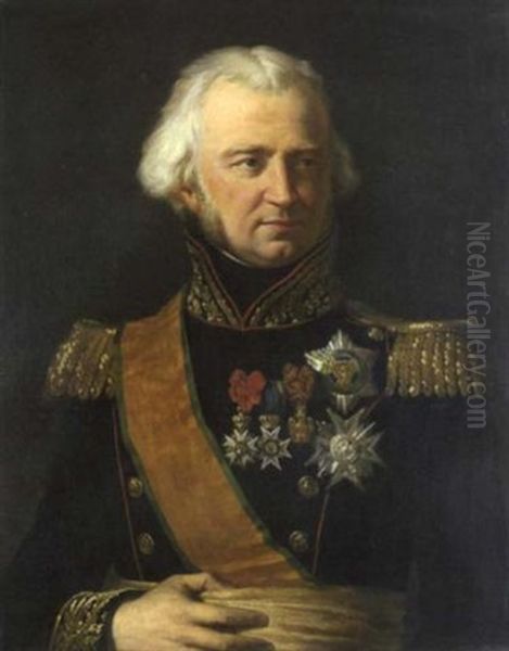 Portrait D'officier Oil Painting by Hippolyte Flandrin