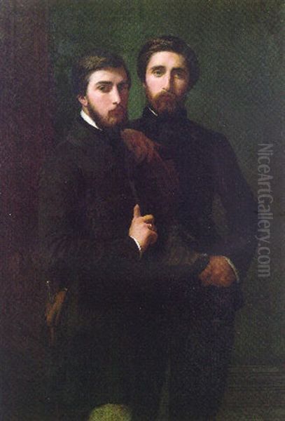Double Portrait Of The D'assy Brothers Oil Painting by Hippolyte Flandrin