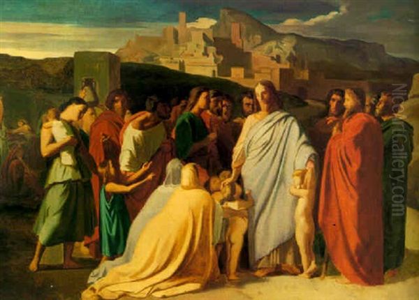Jesus-christ Et Les Petits Enfants Oil Painting by Hippolyte Flandrin