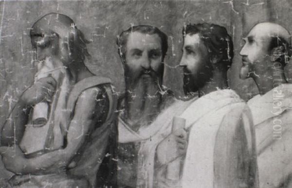 Etude Pour Une Partie De La Fresque De L'eglise Saint-vincent-de-paul Oil Painting by Hippolyte Flandrin