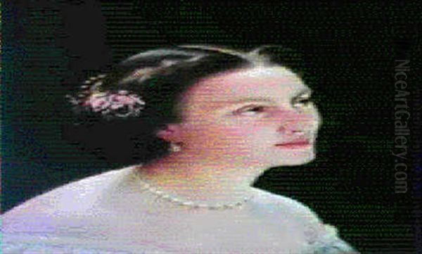 Portrait De Femme Oil Painting by Hippolyte Flandrin