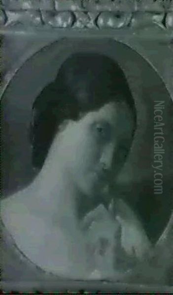Tete De Jeune Femme Pensive Oil Painting by Hippolyte Flandrin