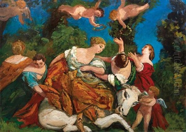L'enlevement D' Europe Oil Painting by Jules Flandrin