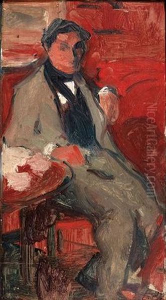 Etude Pour Le Portrait De O. Fluchaire, 1896 Oil Painting by Jules Flandrin