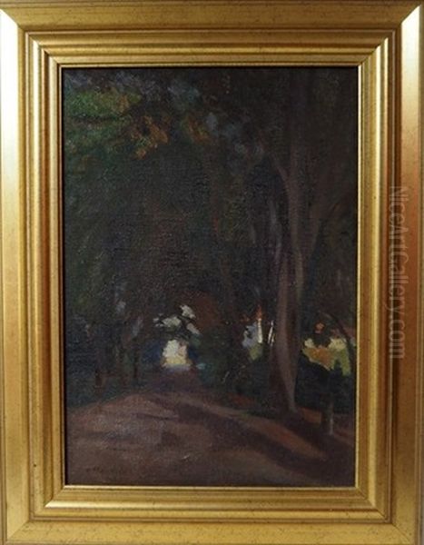 Effets De Lumiere Dans Une Allee D'arbres Oil Painting by Jules Flandrin