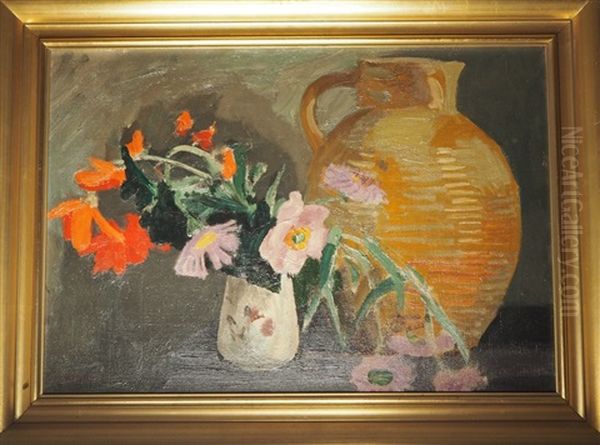 Nature Morte Au Pichet Et Bouquet De Fleurs Oil Painting by Jules Flandrin