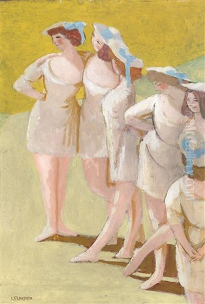 6 Bergers D'arcadie Oil Painting by Jules Flandrin