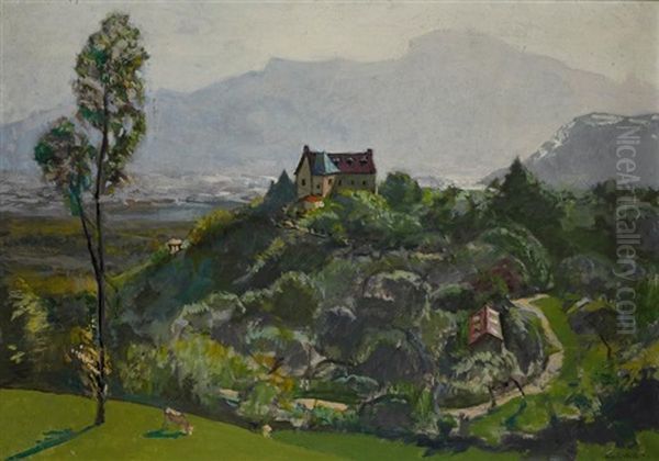 Paysage A La Colline Oil Painting by Jules Flandrin