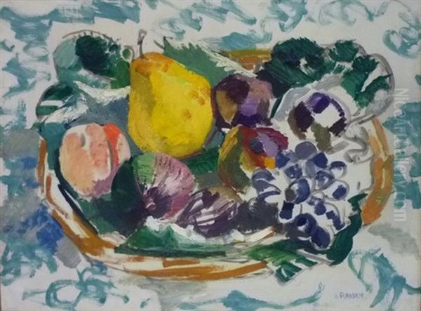 Corbeille De Fruits Oil Painting by Jules Flandrin