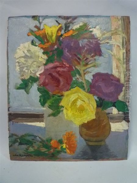 Le Bouquet Devant La Fenetre Oil Painting by Jules Flandrin