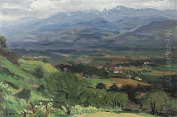 Vue Sur La Vallee De L'isere Oil Painting by Jules Flandrin