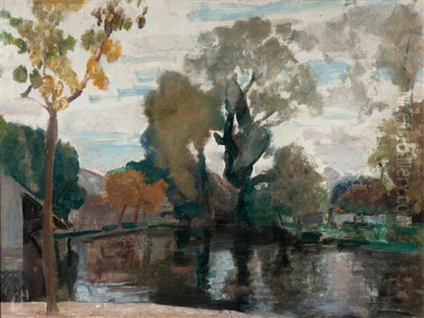 Le Grand Bassin En Automne Oil Painting by Jules Flandrin