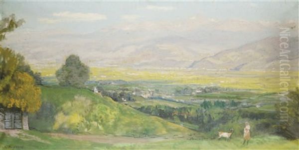 Vue De Grenoble Oil Painting by Jules Flandrin