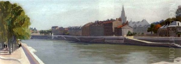 Les Quais De L'isere Oil Painting by Jules Flandrin
