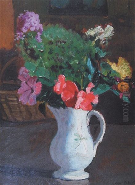 Vase De Fleurs Oil Painting by Jules Flandrin