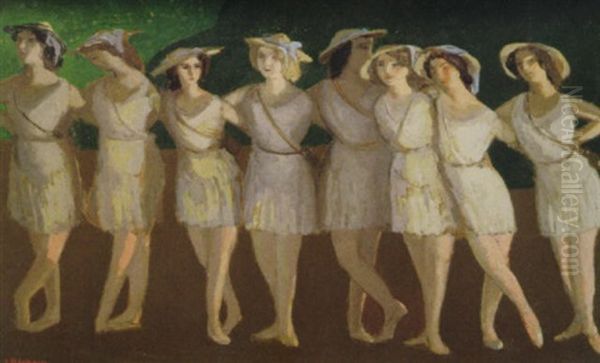El Ballet De Nijinski Oil Painting by Jules Flandrin