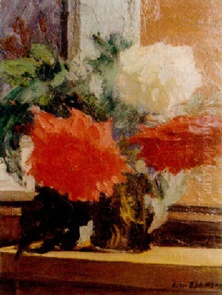 Vase De Pivoines Oil Painting by Jules Flandrin