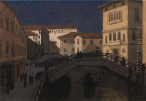 Canal A Venise Oil Painting by Jules Flandrin