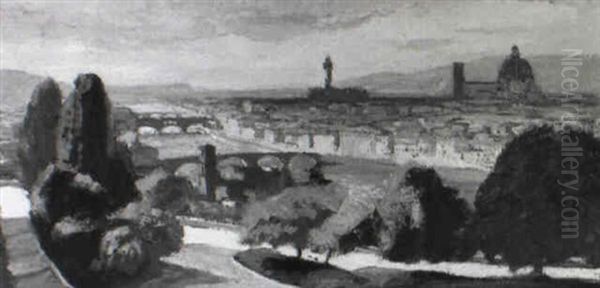 Vue De Florence Oil Painting by Jules Flandrin