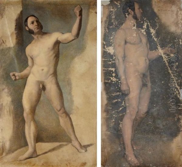 Academie D'homme En Pied Oil Painting by Paul Hippolyte Flandrin