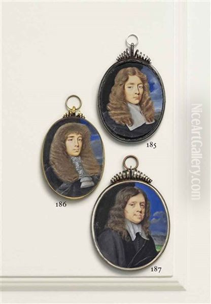 A Young Gentleman, In Black Robes, Lace Jabot And Full-bottomed Wig; Cloudy Sky Background Oil Painting by Thomas Flatman