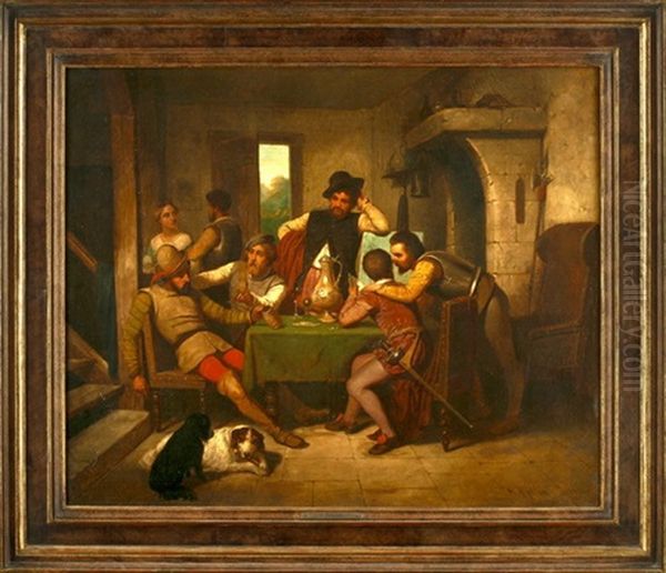 Wirtshausszene Mit Landsknechten Oil Painting by Richard Edmund Flatters