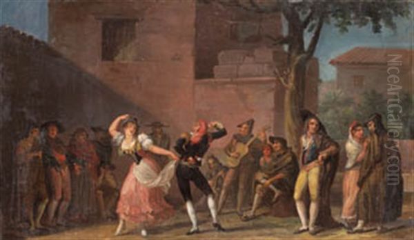 Escena De Danza Popular Oil Painting by Jose Bernat Flauge